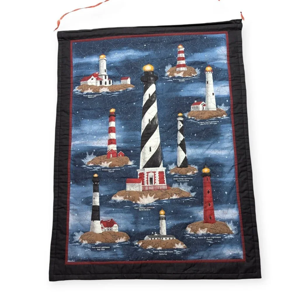 Handmade Lighthouses of the USA Quilted Wall Hanging Tapestry 28.5